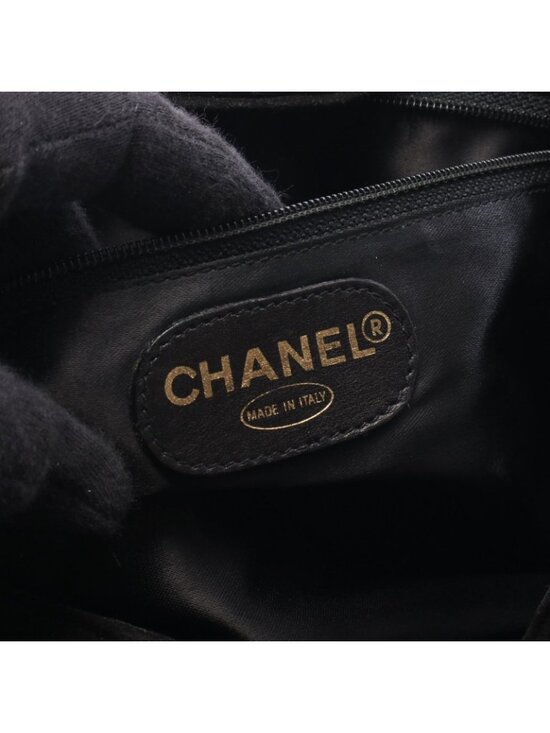 Chanel Backpack CC Logo Black Suede Leather CC Drawstring main image 6